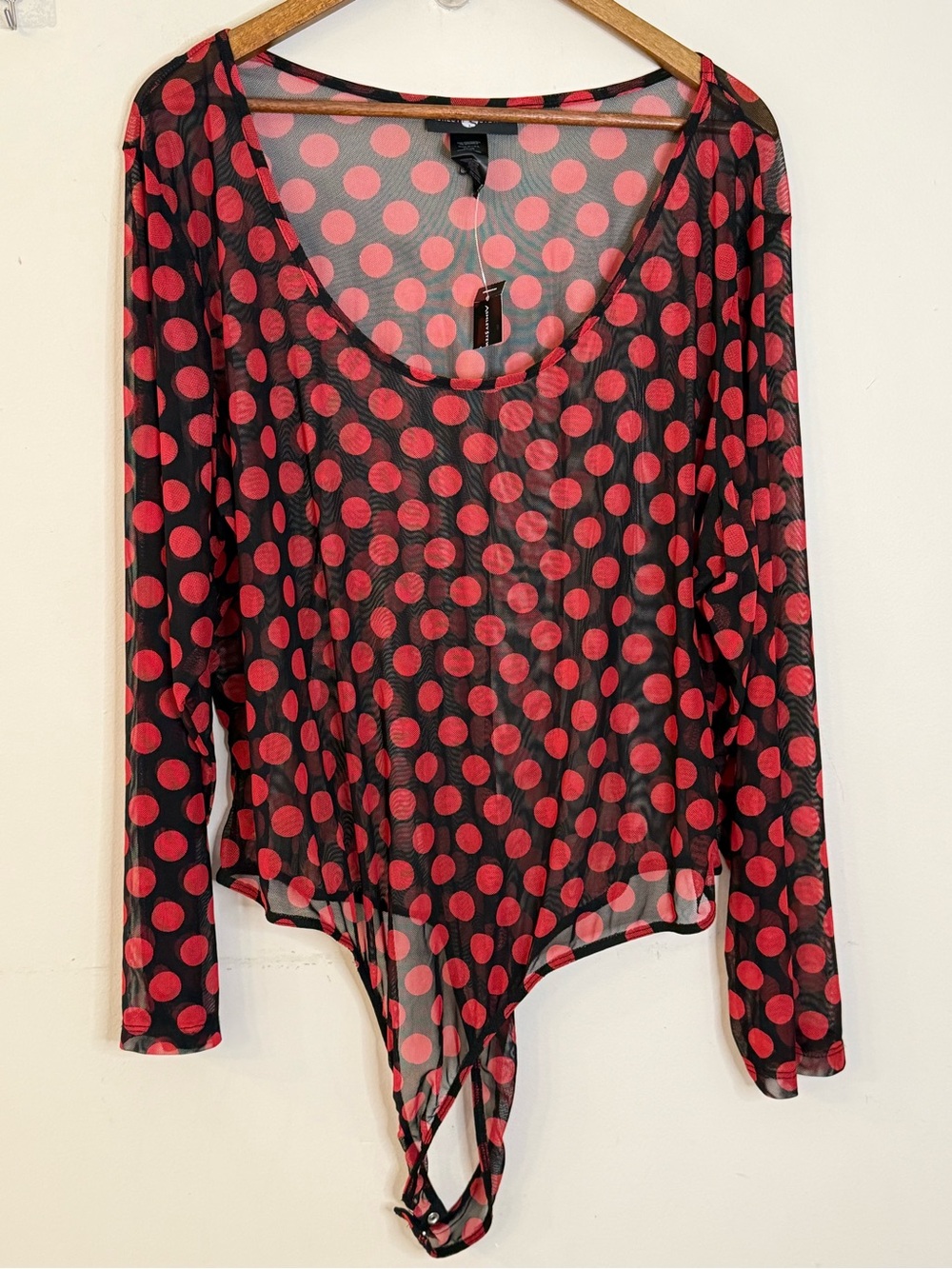 Polka dot ladybug pin up retro statement red black sexy bodysuit plus SZ 26/28